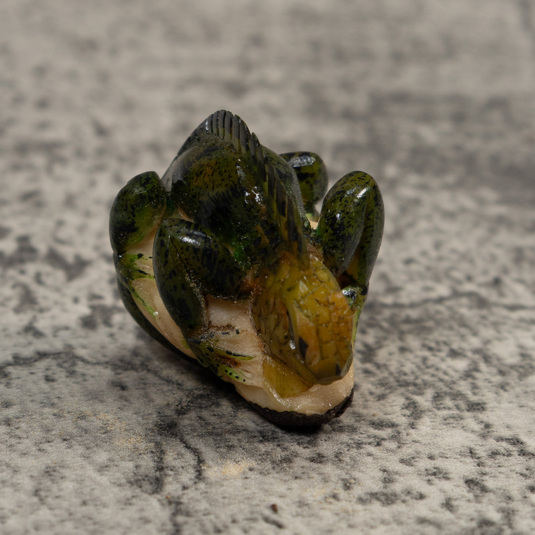 Vintage Black And Green Iguana Lizard Tagua Carving