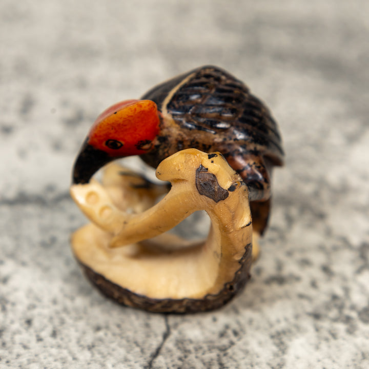 Vintage Woodpecker Tagua Carving