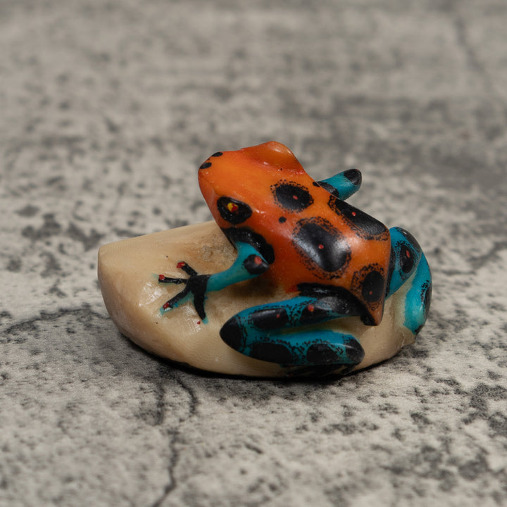 Red Blue And Black Poison Dart Frog Tagua Carving