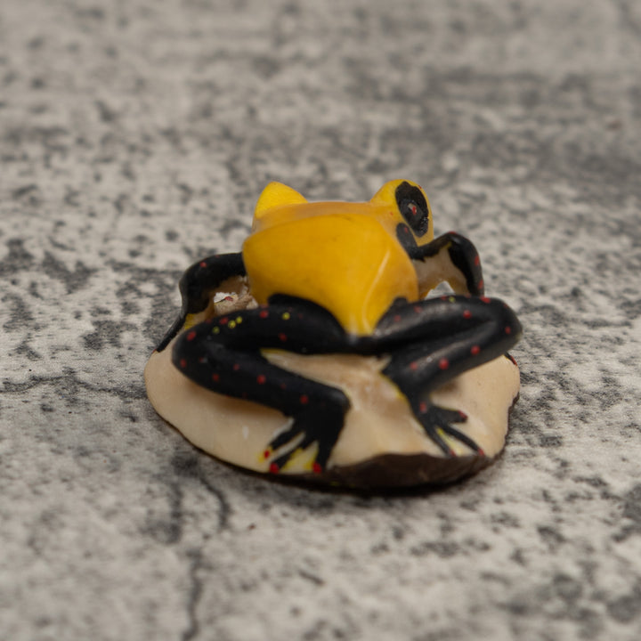 Vintage Black Red And Yellow Frog Tagua Carving