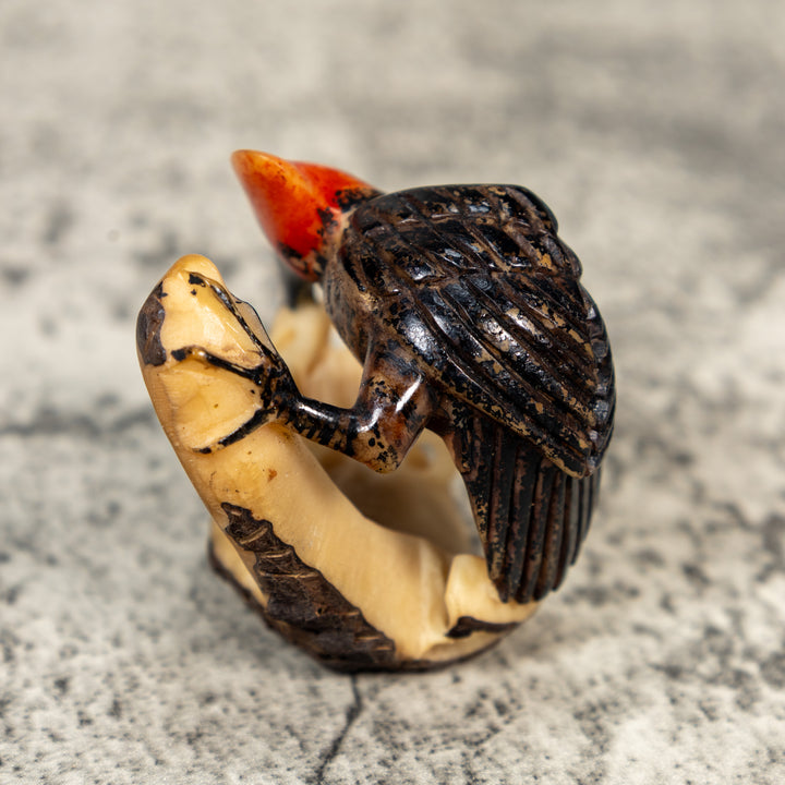 Vintage Woodpecker Tagua Carving