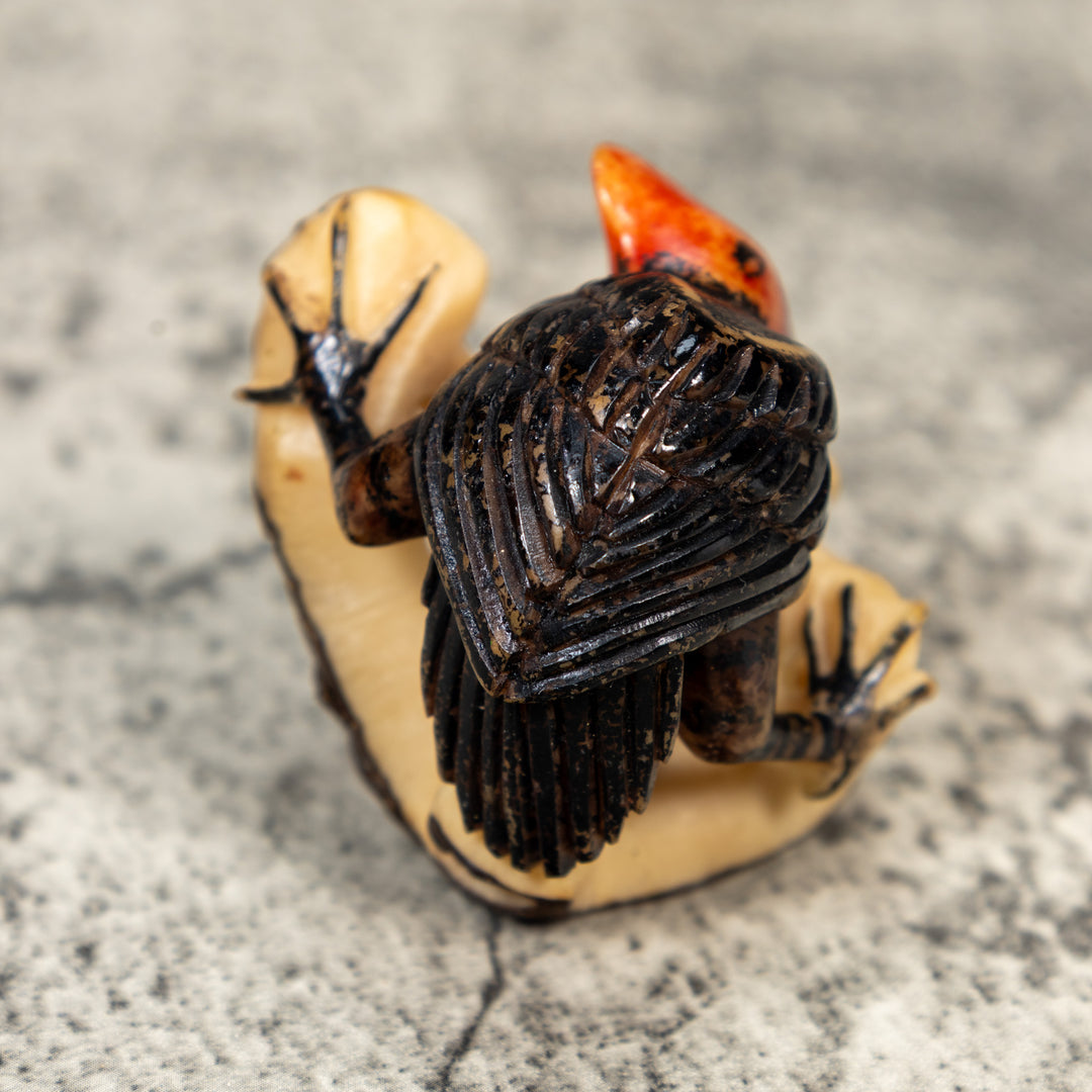 Vintage Woodpecker Tagua Carving