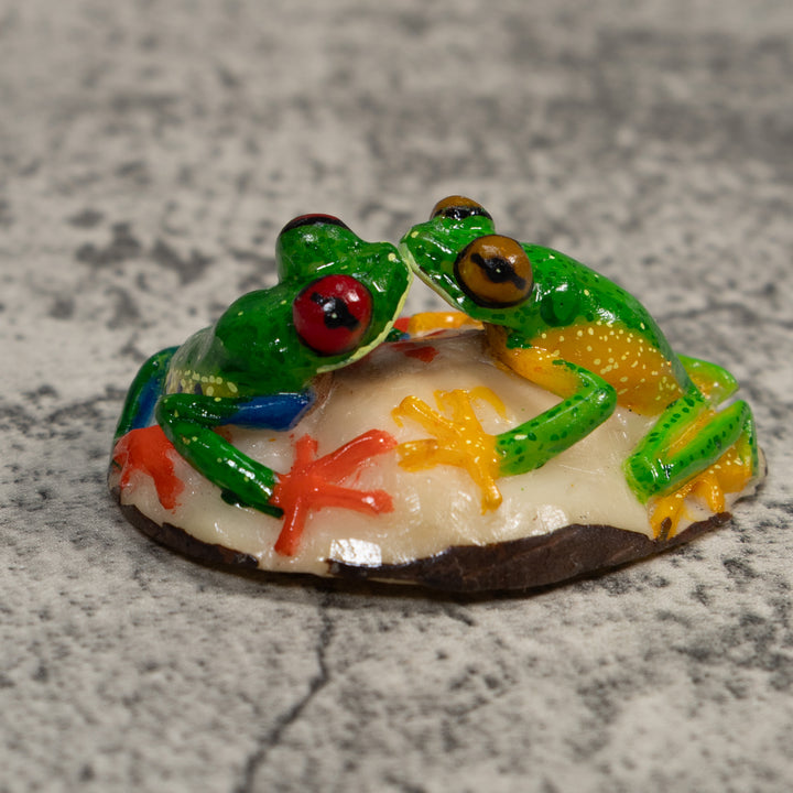 Double Red-Eyed Tree Frog Tagua Carving
