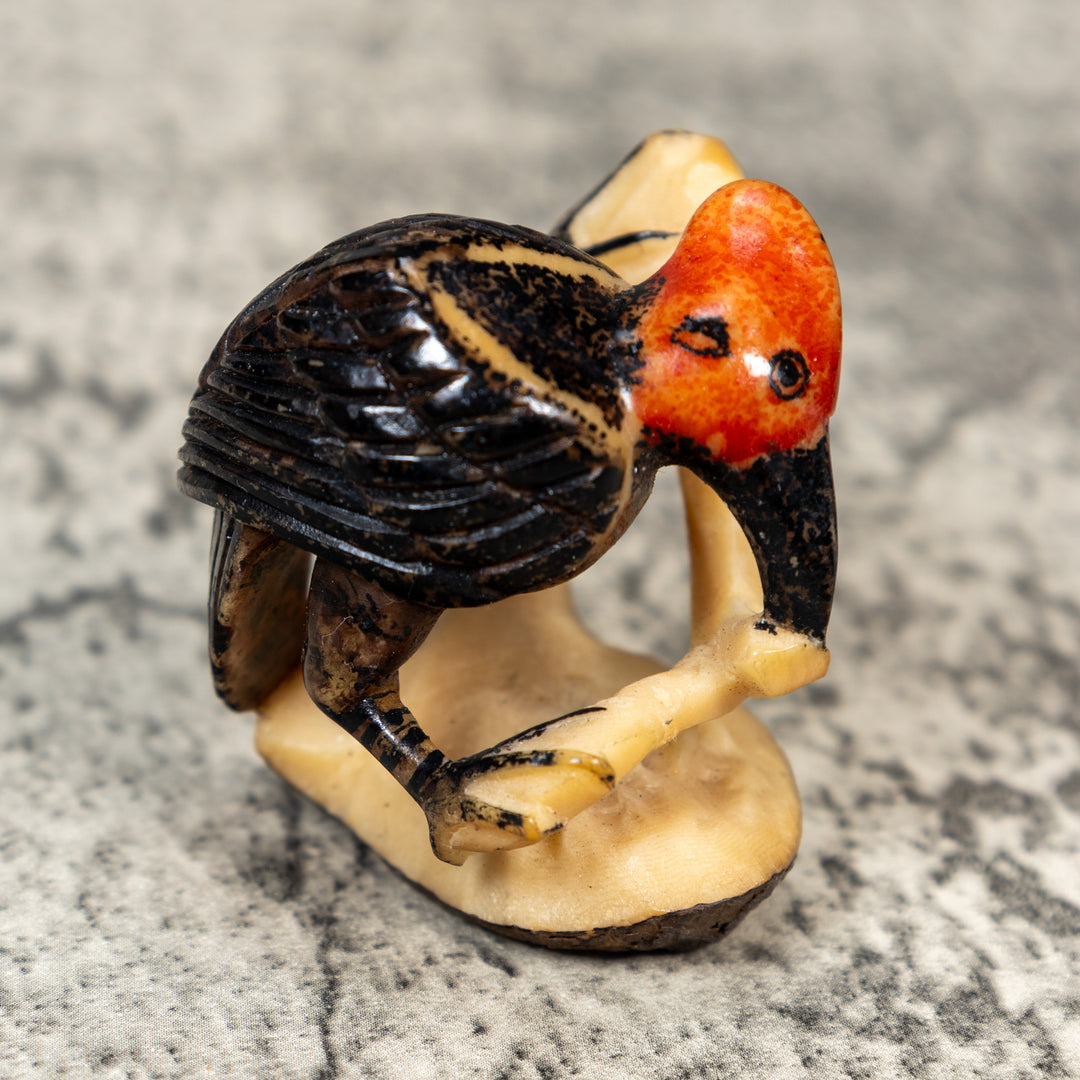 Vintage Woodpecker Tagua Carving