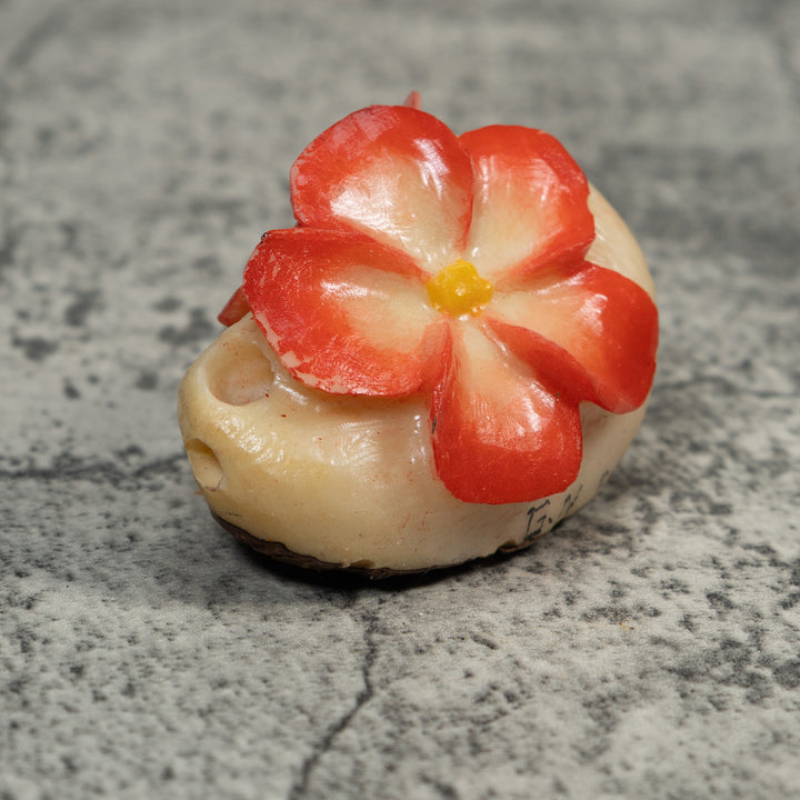 Double Red Flower Petals Tagua Carving