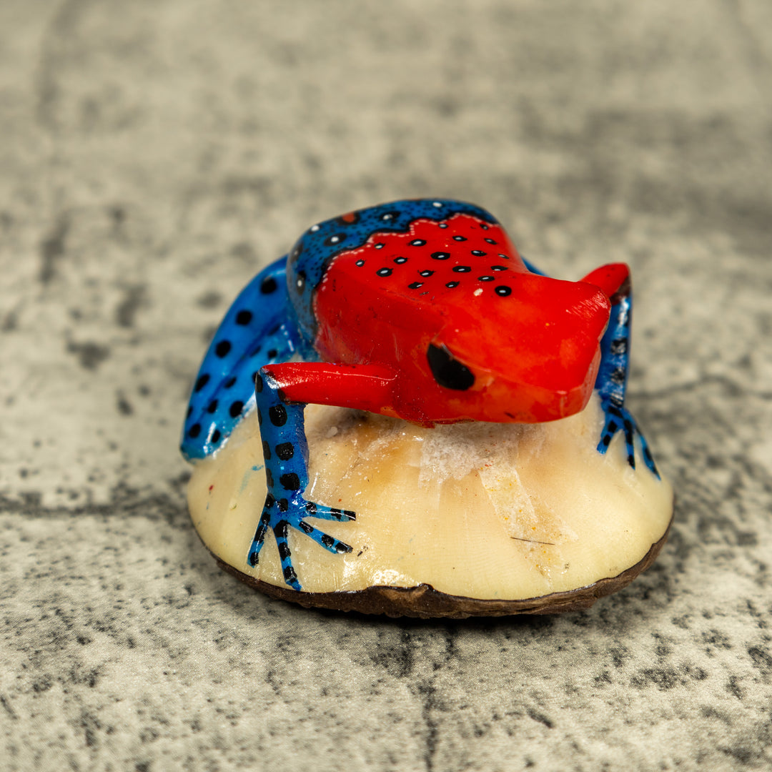Red And Blue Poison Dart Frog Tagua Carving