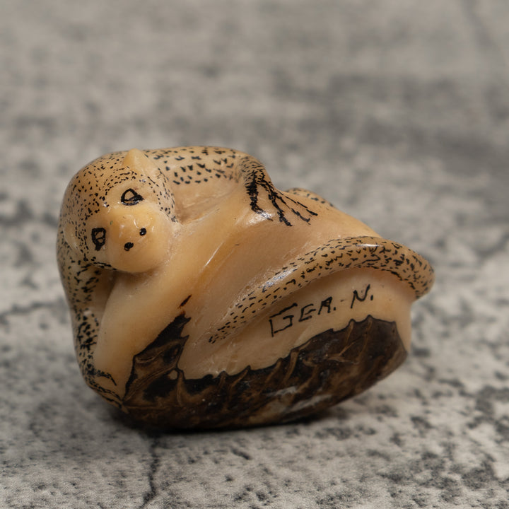 Vintage Black And White Monkey Tagua Carving