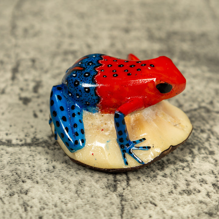 Red And Blue Poison Dart Frog Tagua Carving