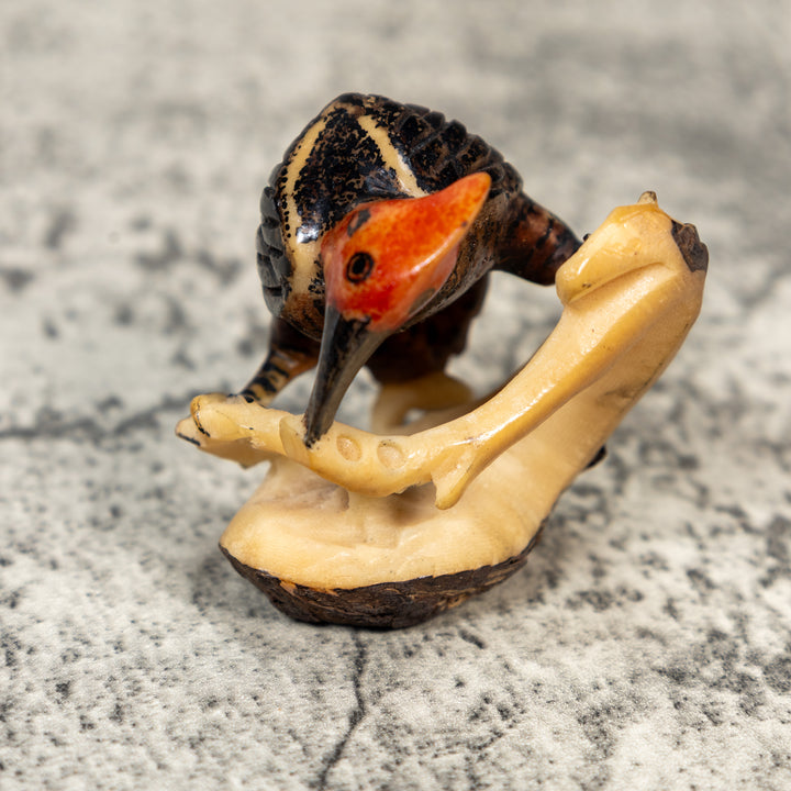 Vintage Woodpecker Tagua Carving