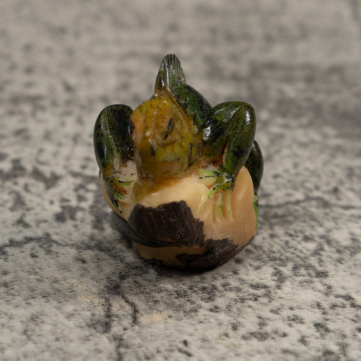 Vintage Black And Green Iguana Lizard Tagua Carving