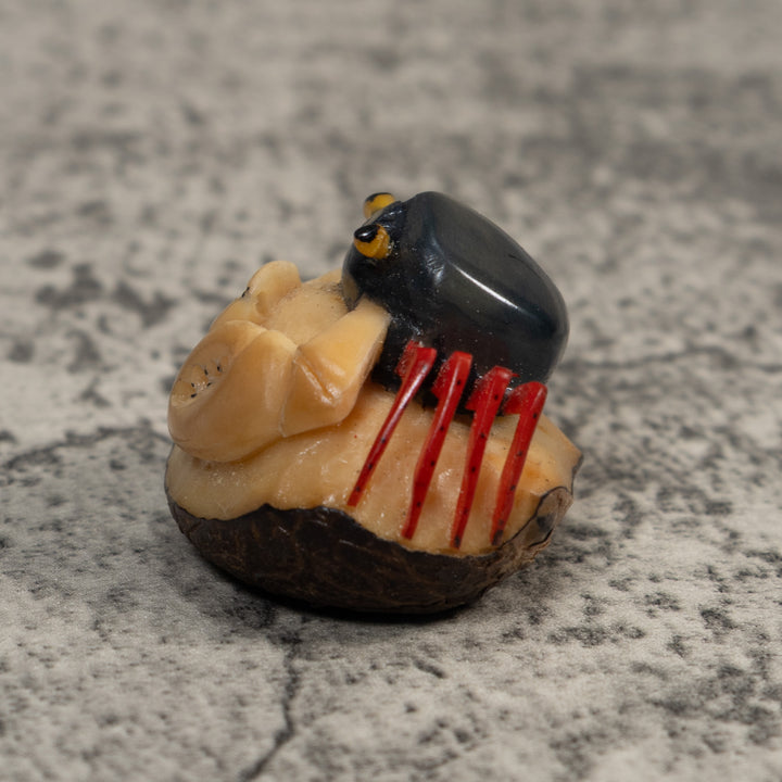 Red And Blue Crab Tagua Carving