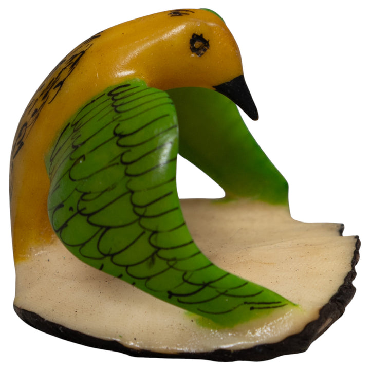 Vintage Yellow And Green Bird Tagua Carving