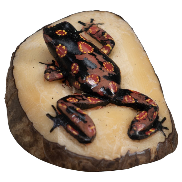 Black Red And Yellow Frog Tagua Carving