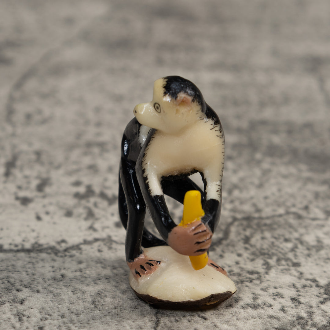 White face Monkey With Infant Tagua Carving