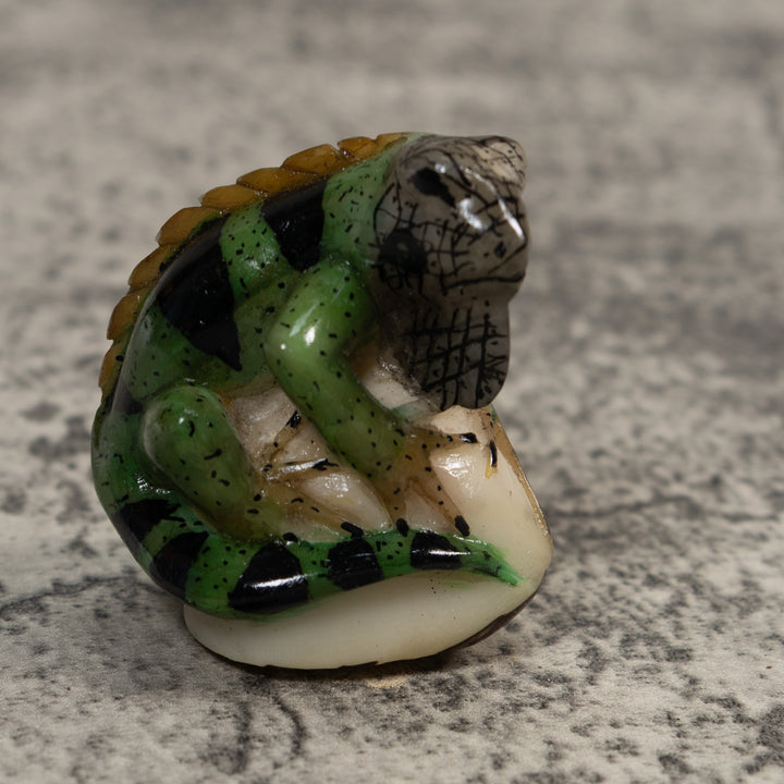 Green Iguana Lizard Tagua Carving