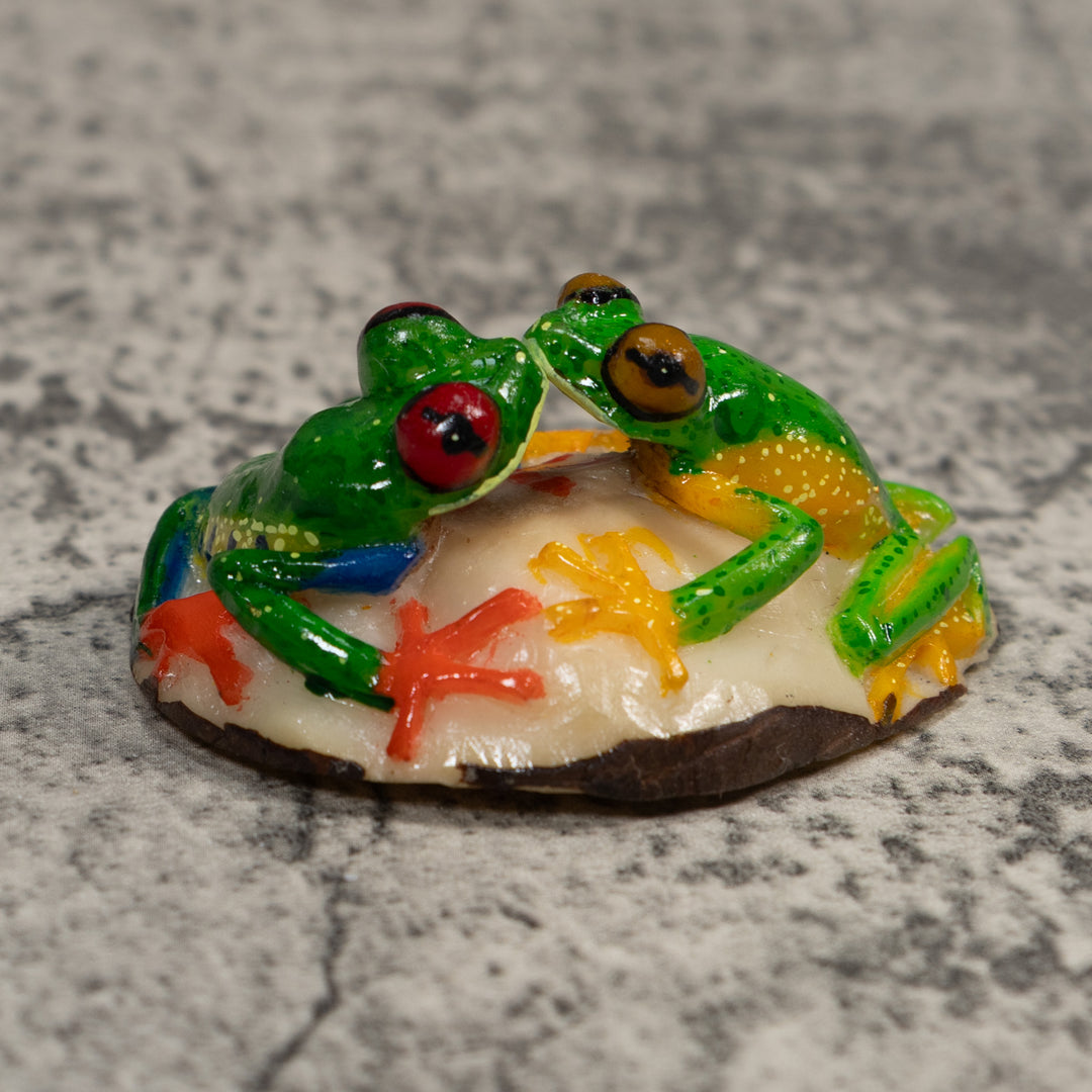 Double Red-Eyed Tree Frog Tagua Carving