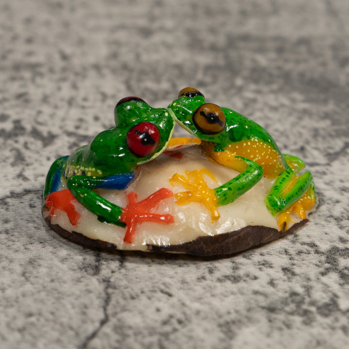 Double Red-Eyed Tree Frog Tagua Carving