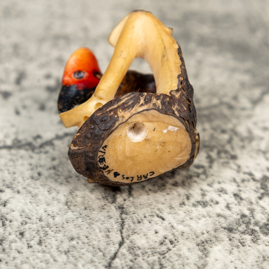 Vintage Woodpecker Tagua Carving
