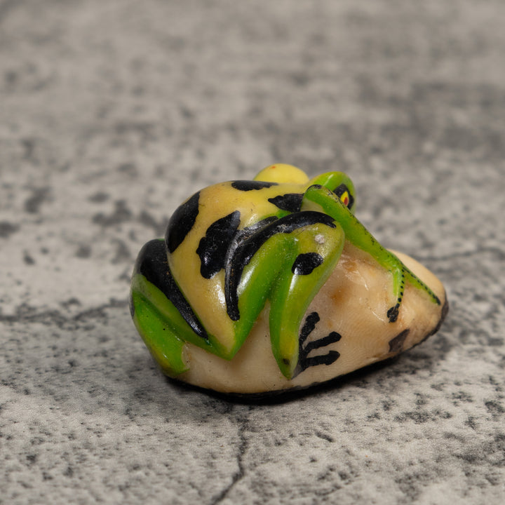 Black Green And Yellow Poison Dart Frog Tagua Carving