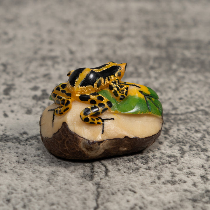 Gold And Black Poison Dart Frog Tagua Carving