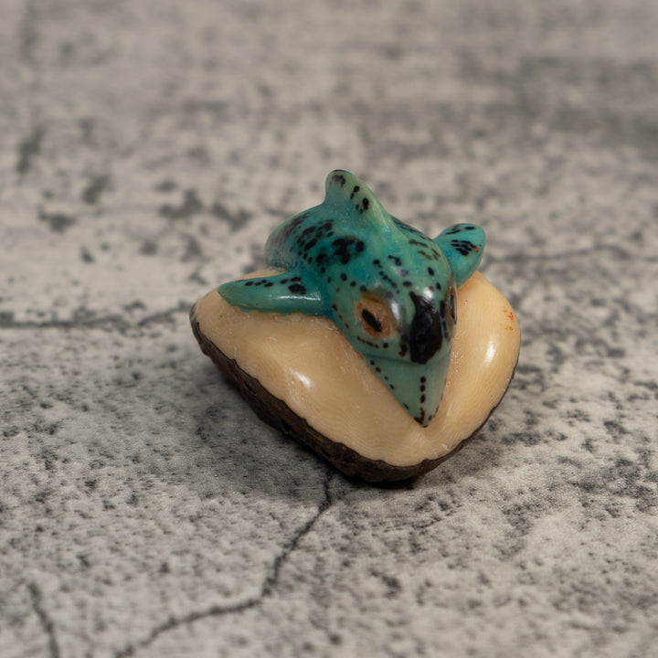 Vintage Blue Dolphin Tagua Carving