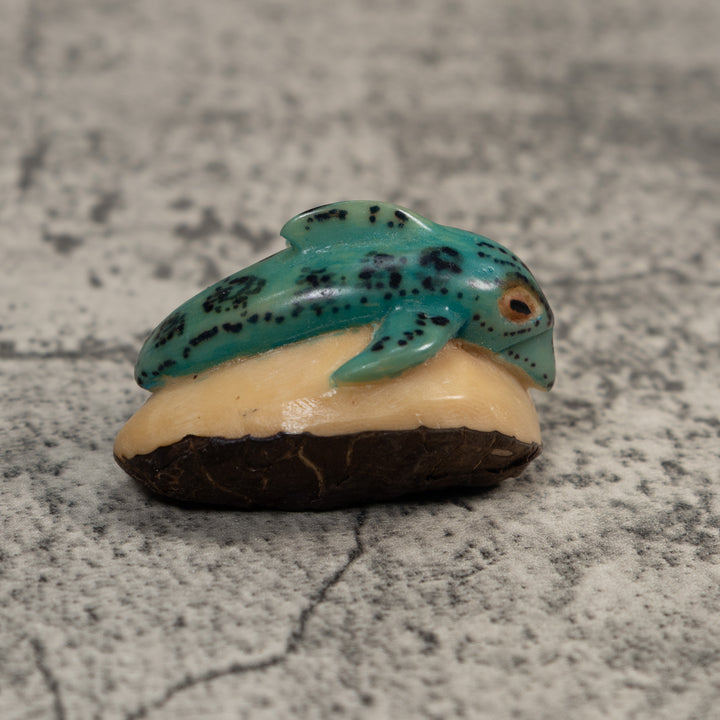 Vintage Blue Dolphin Tagua Carving