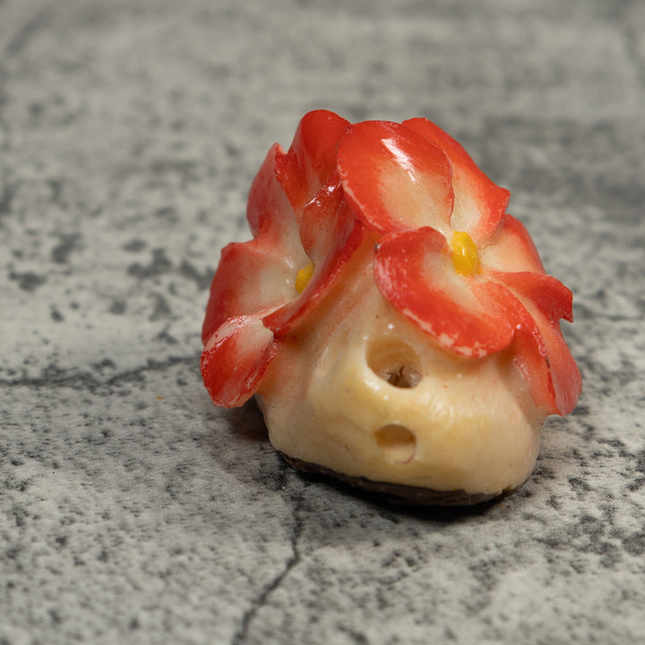Double Red Flower Petals Tagua Carving
