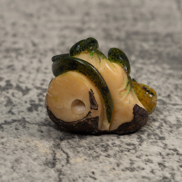 Vintage Black And Green Iguana Lizard Tagua Carving
