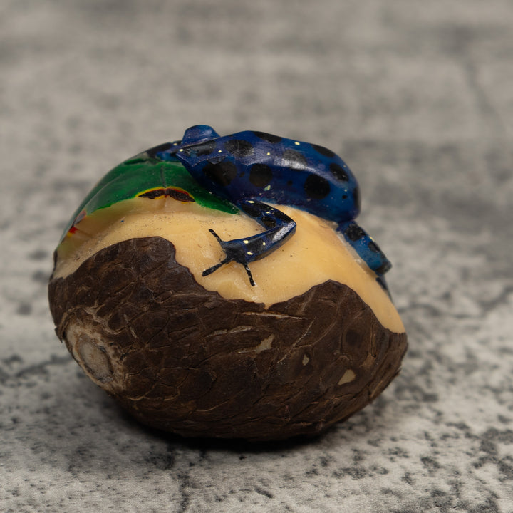Blue And Yellow Poison Dart Frog Tagua Carving