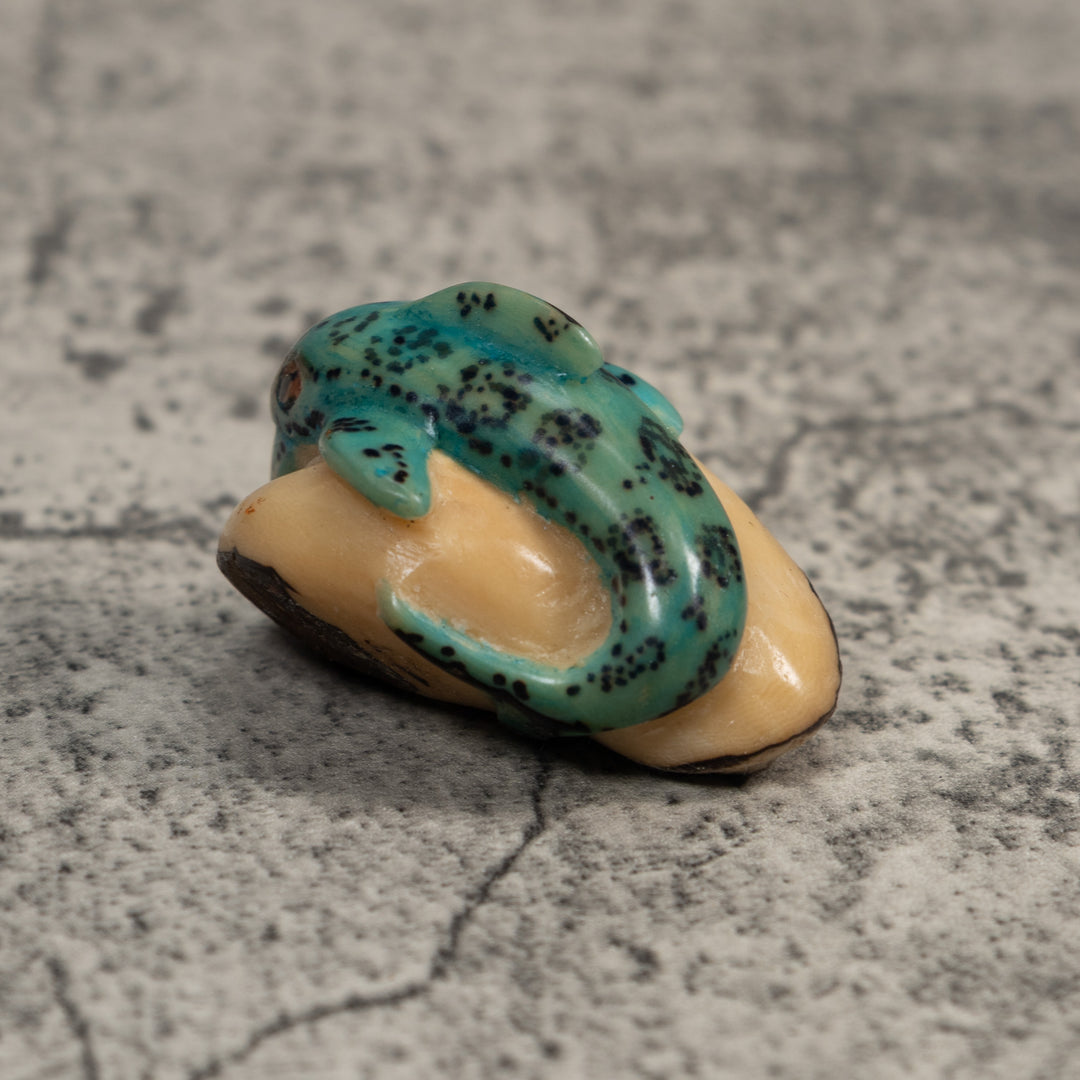 Vintage Blue Dolphin Tagua Carving