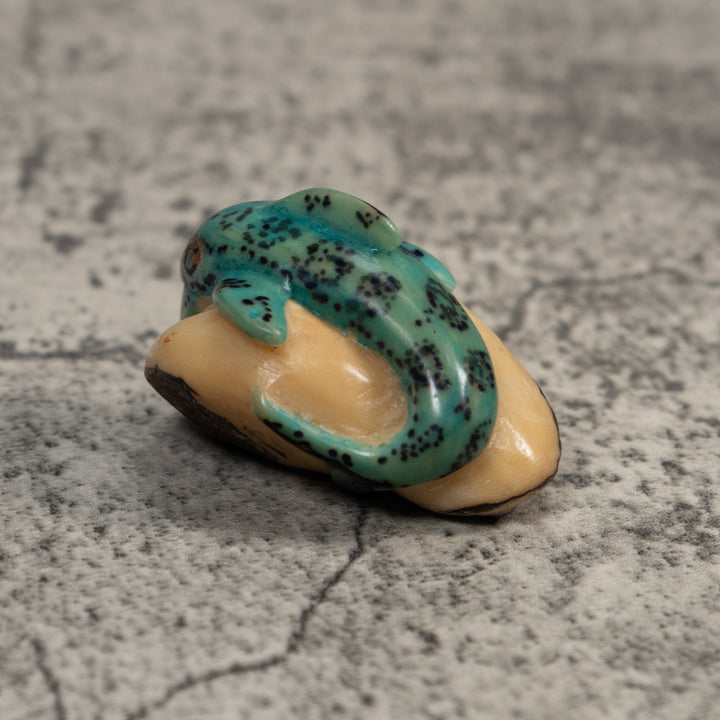 Vintage Blue Dolphin Tagua Carving