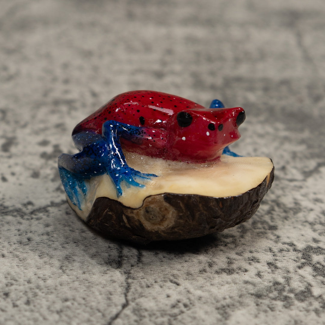 Red And Blue Poison Dart Frog Tagua Carving