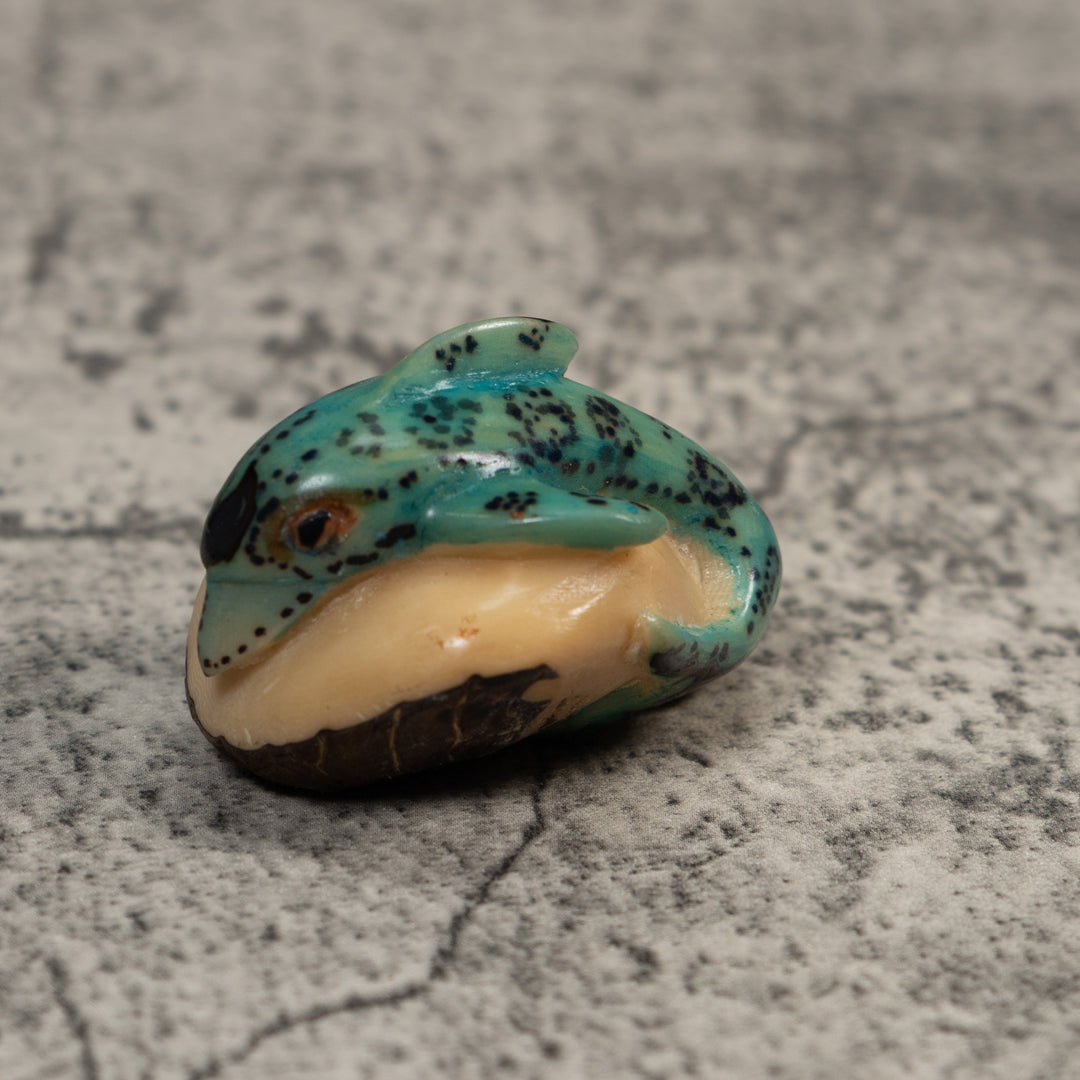 Vintage Blue Dolphin Tagua Carving