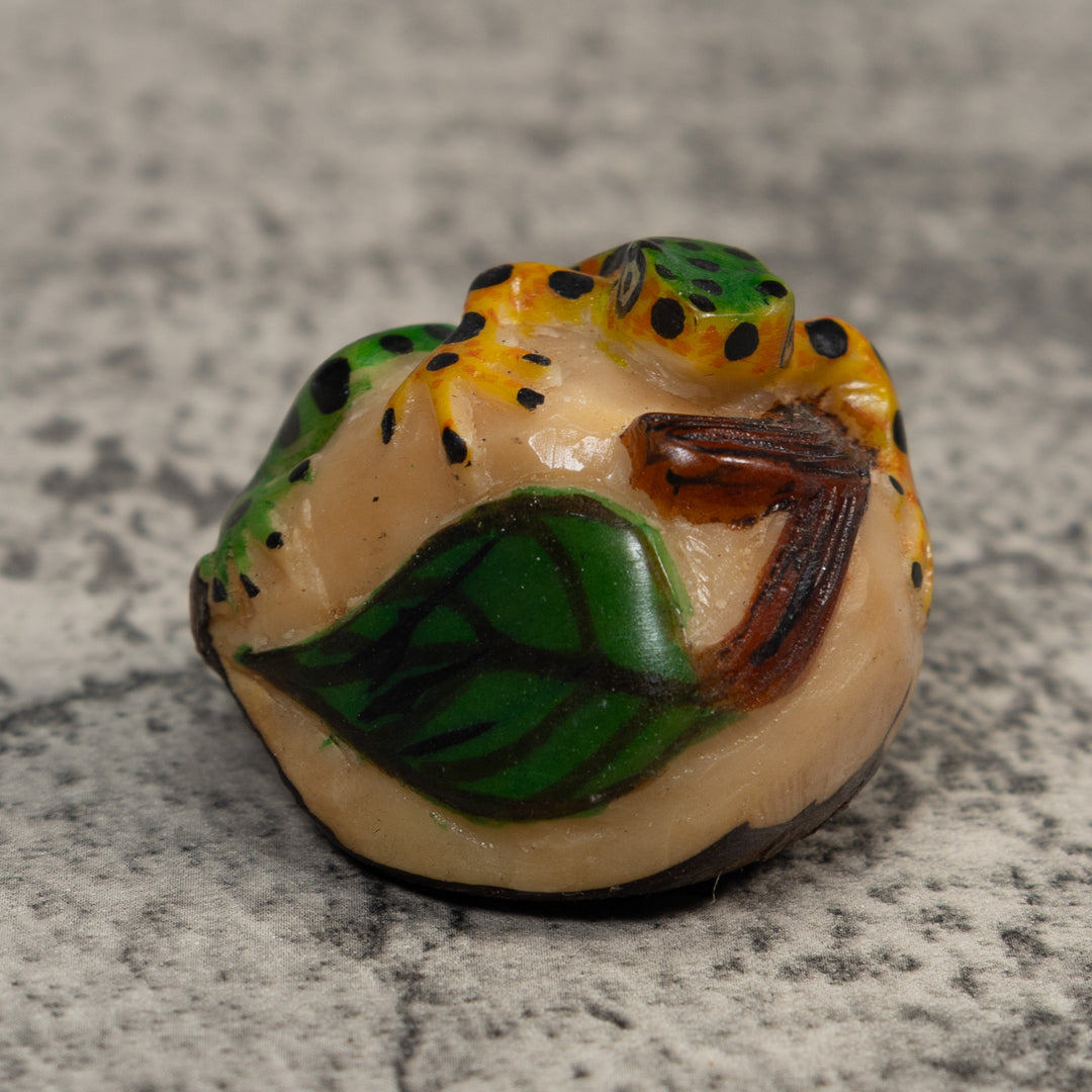 Black Green And Gold Poison Dart Frog Tagua Carving