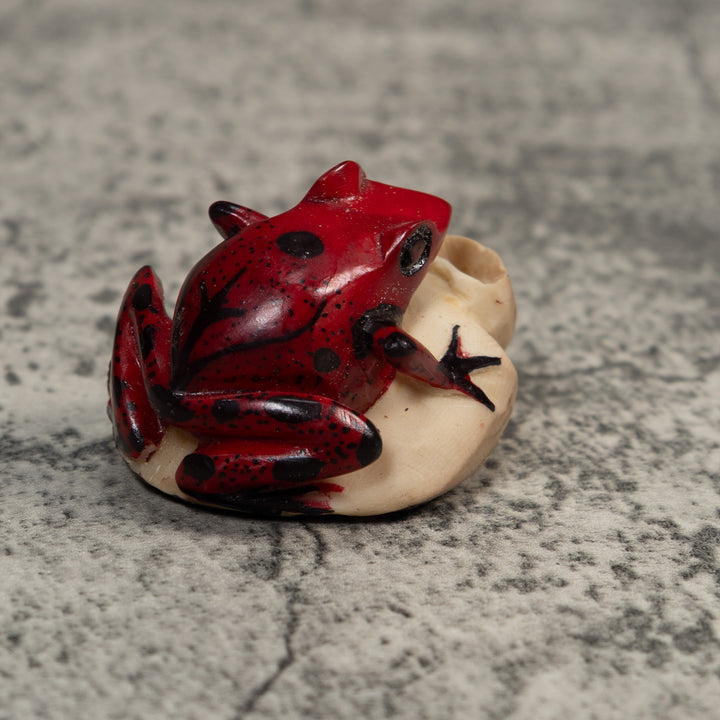 Red And Black Poison Dart Frog Tagua Carving