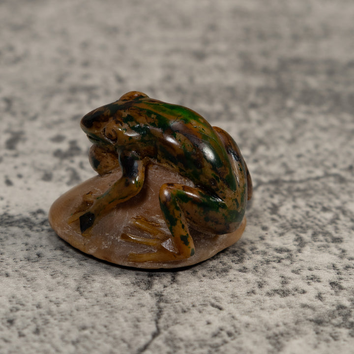 Vintage Brown Blowthroat Poison Dart Frog Tagua Carving