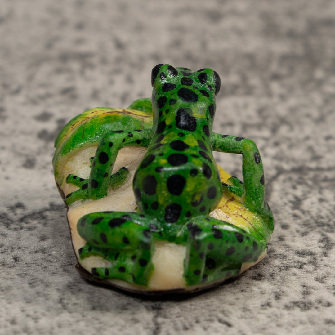 Green And Black Poison Dart Frog Tagua Carving