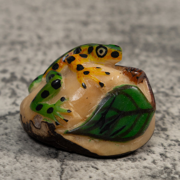 Black Green And Gold Poison Dart Frog Tagua Carving