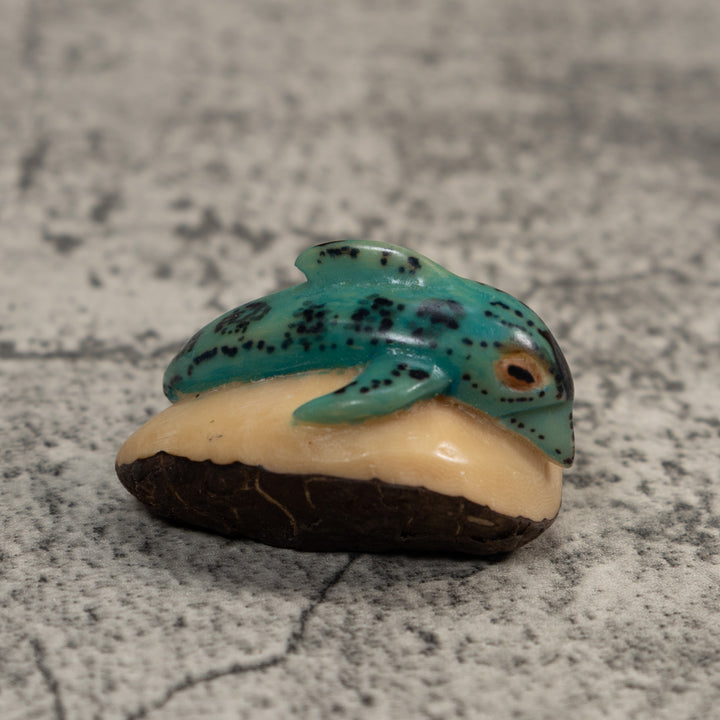 Vintage Blue Dolphin Tagua Carving