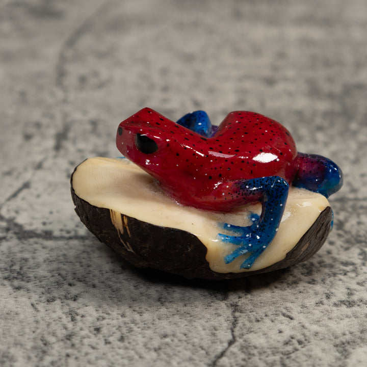 Red And Blue Poison Dart Frog Tagua Carving