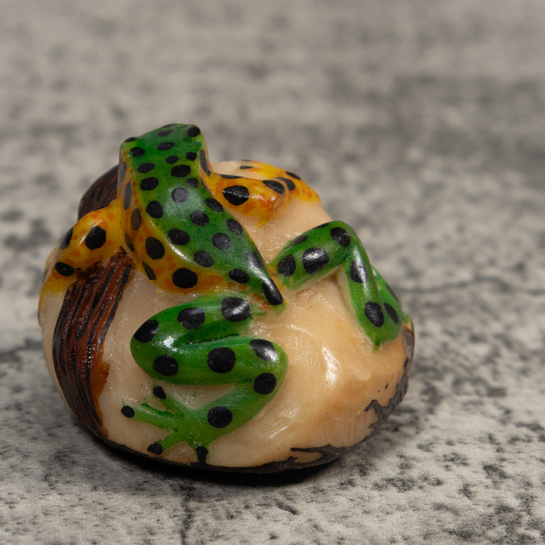 Black Green And Gold Poison Dart Frog Tagua Carving