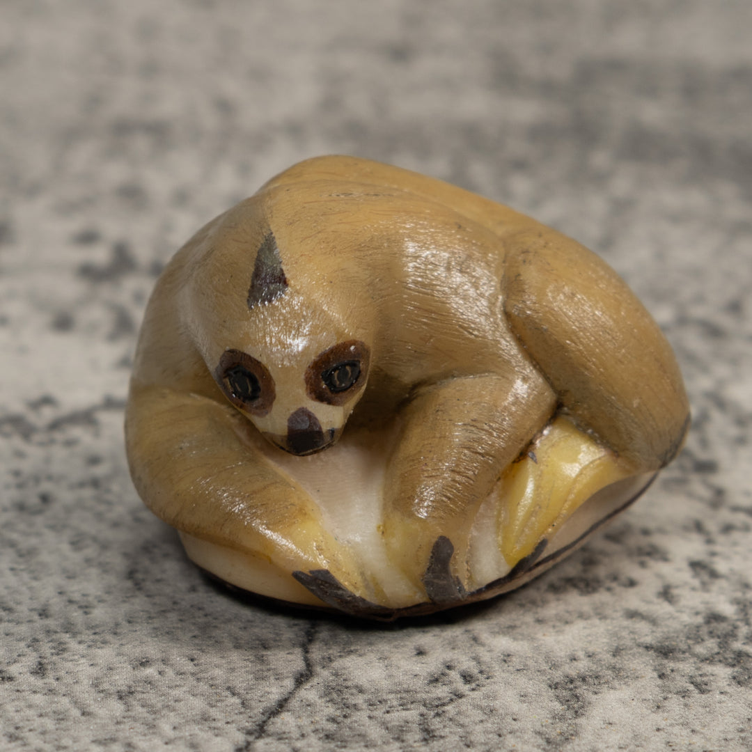 Brown Tan Sloth Tagua Carving