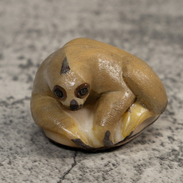 Brown Tan Sloth Tagua Carving