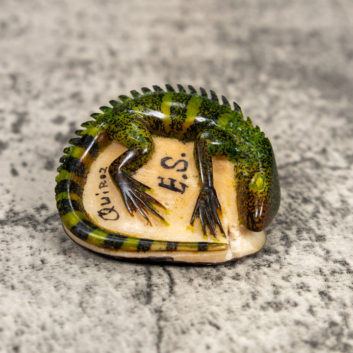 Green Iguana Lizard Tagua Carving