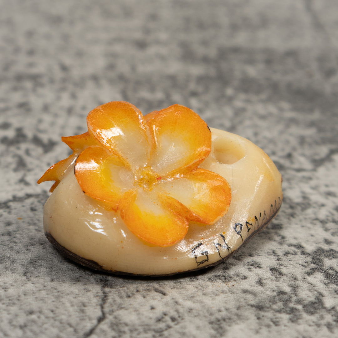 Double Golden Flower Petals Tagua Carving