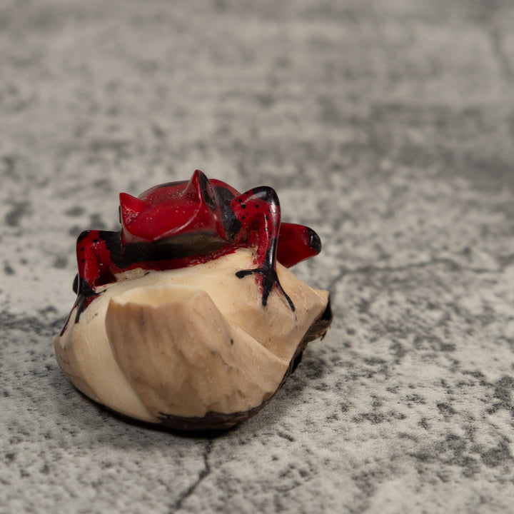 Red And Black Poison Dart Frog Tagua Carving