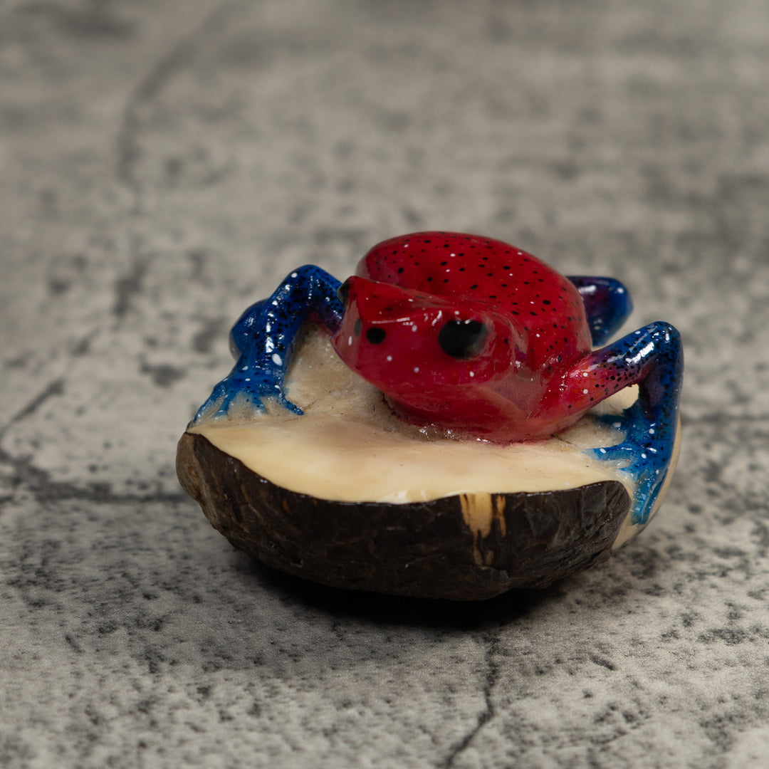 Red And Blue Poison Dart Frog Tagua Carving
