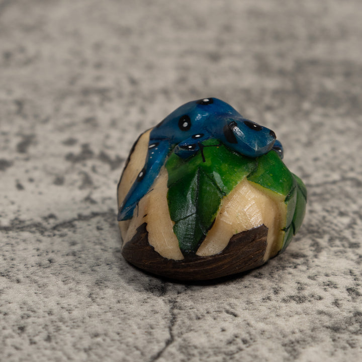 Black Blue And White Poison Dart Frog Tagua Carving