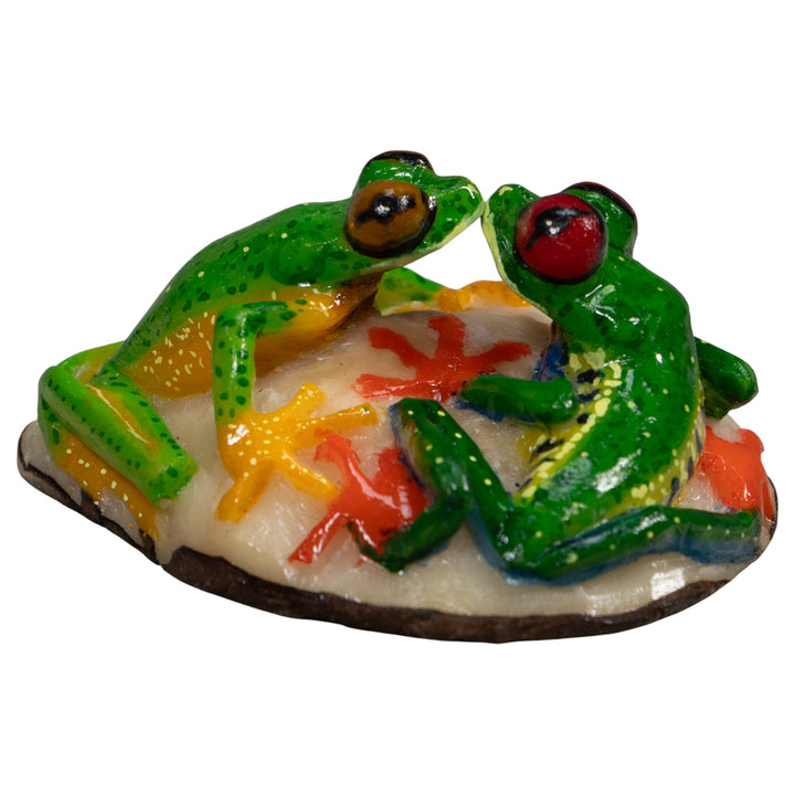 Double Red-Eyed Tree Frog Tagua Carving
