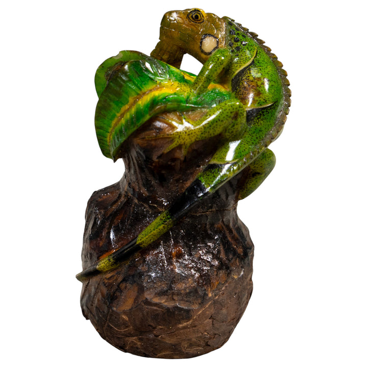 Iguana Lizard On Pedestal Tagua Carving
